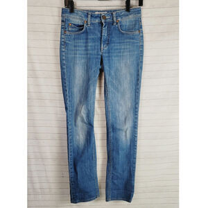 ACNE HEX LENA MID RISE SLIM FIT MEDIUM WASH JEANS, SZ 27x34